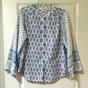 Lucky Brand Floral Blue and White Blouse